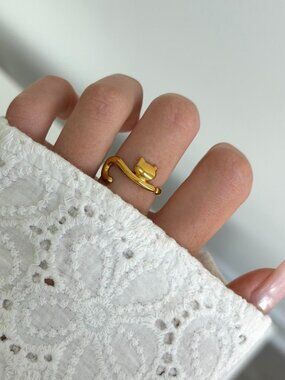 Sku:0622 Gold ring cat kitty Stainless steel  + gift box Size adjustable